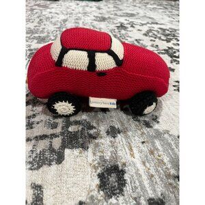 Pottery Barn Kids PBK Knit Yarn Red Car Auto Plush Pillow Stuffed Boy Car